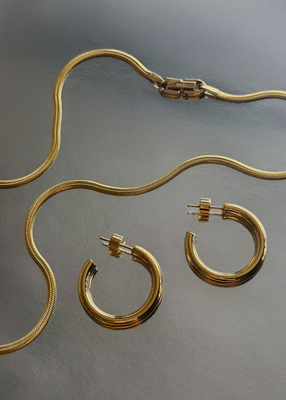 Combo COLLAR DYLOS + SMALL CHUNKY HOOPS