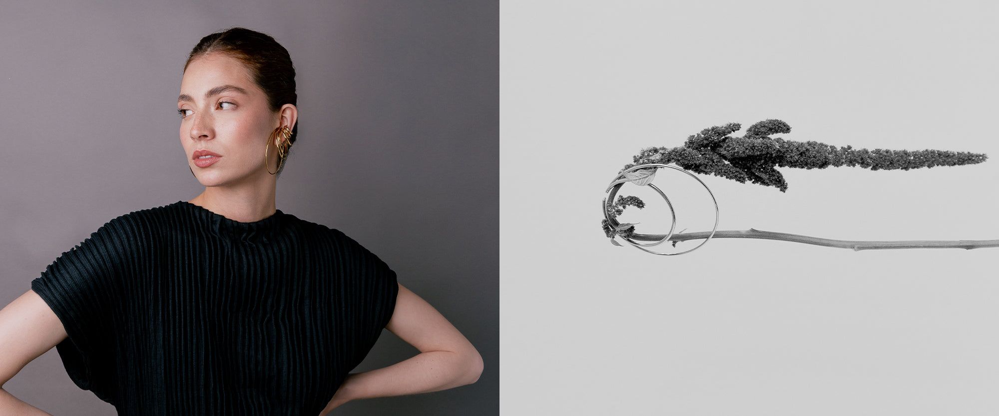 modelo con earcuffs de varios tamaños