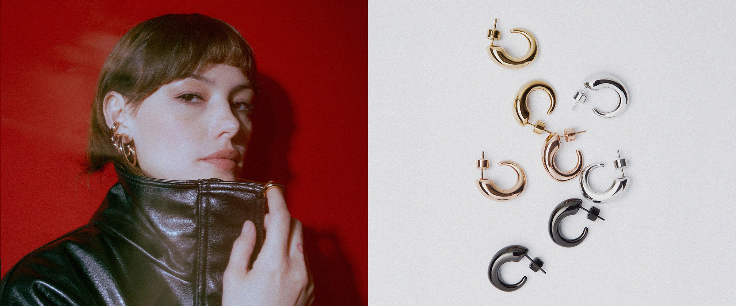 modelo con muchos aretes 