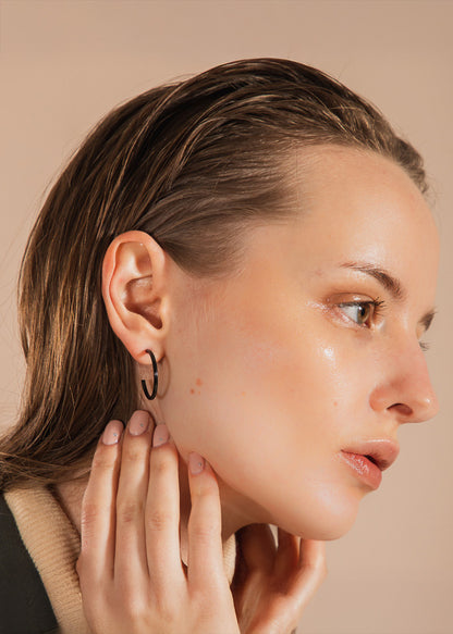 Small Thin Hoops Negro